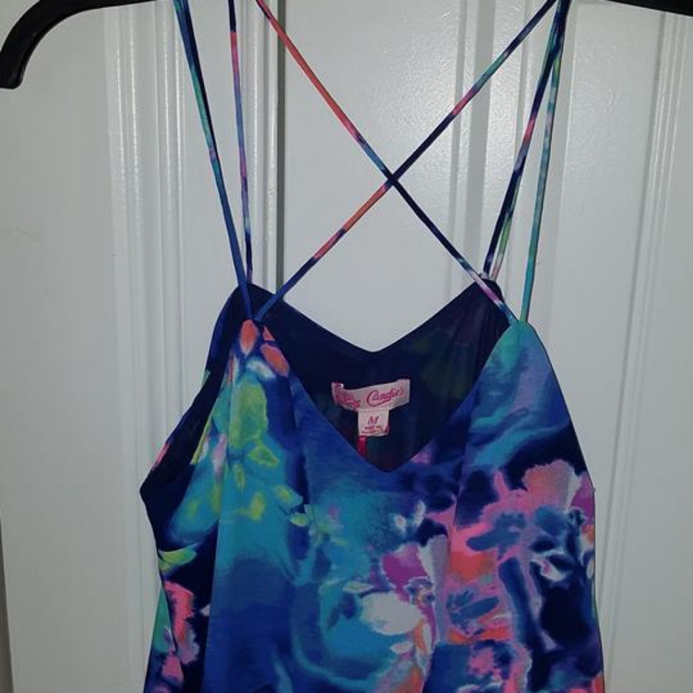 Candie's Multi colored blue floral tank/blouse Med